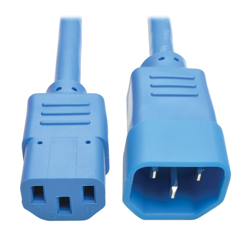 Tripp Lite Standard Computer Power Extension Cord, 10A, 18 AWG (IEC-320-C14 to IEC-320-C13), Blue, 2 ft. (P004-002-ABL) - Image 1